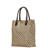 グッチ GGスプリーム トートバッグ 131220 ベージュ ブラウン PVC レザー レディース GUCCI 【中古】